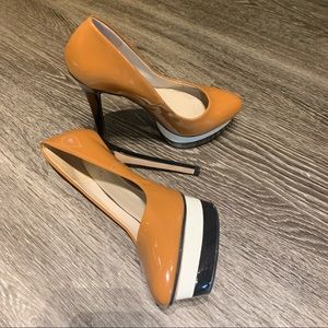 Zara round toe pumps in camel